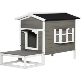 PawHut Katzenhaus mit Terrasse und Balkon 115 x 66,5 x 74,7 cm