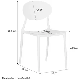 Homestyle4u Gartenstuhl 41 x 41 x 80,5 cm weiß 4 St.