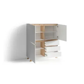 byLIVING Highboard Valentin 120 x 137 x 38 cm Weiß/Braun