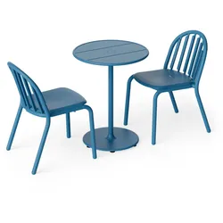 Fatboy - Fred's Outdoor Tisch Ø 60 cm + Stuhl (2er Set), wave blue (Exklusive Edition)