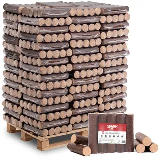 Spark Holzbriketts Hartholz Kaminbrikett Rund Buche 10 kg x 96