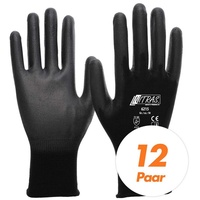 Nitras Nitril-Handschuhe NITRAS 6215 Nylon Strickhandschuh, Gartenhandschuhe - 12 Paar (Spar-Set) schwarz