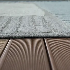 Paco Home In- Outdoor Terrassen Teppich Geometrisches Design Pastell Türkis Grau Creme, Grösse:60x100 cm