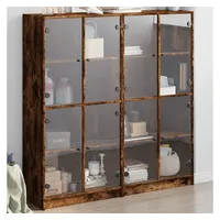 VidaXL Bücherschrank mit Türen Räuchereiche 136x37x142cm Holzwerkstoff