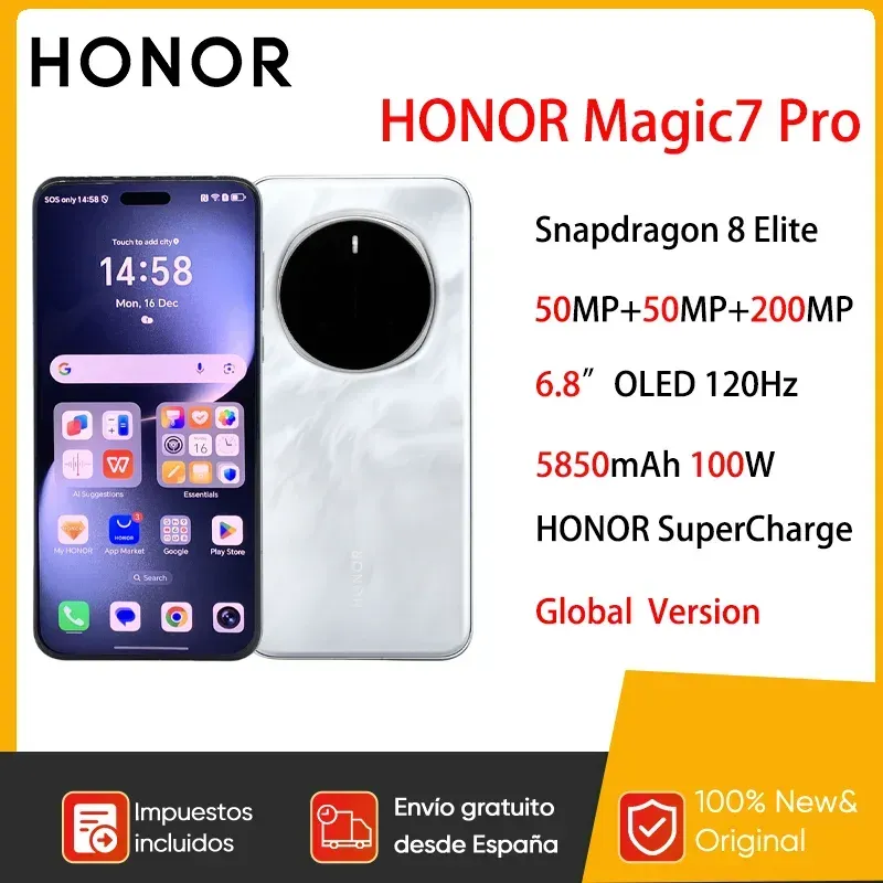 2025 NEUES HONOR Magic7 Pro 5G Smartphone Snapdragon 8 Elite 6,8'' 120Hz LTPO Display 100W Charge Global Version HONOR Magic 7 Pro