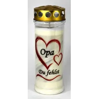 Kerzen Junglas - Grabkerze Opa mit 7 Tagen Brenndauer, (3953), schöne Grablichter mit Motiv, Grabkerzen mit Deckel, wetterfest, Trauerkerzen mit Spruch