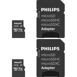 Philips microSDXC 2-Pack 64GB Class 10 UHS-I U1 incl. Adapter