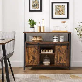 VASAGLE Sideboard 100 x 80 x 33 cm Braun/Schwarz