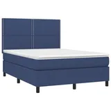 vidaXL Boxspringbett mit Matratze & LED Blau 140x200 cm Stoff