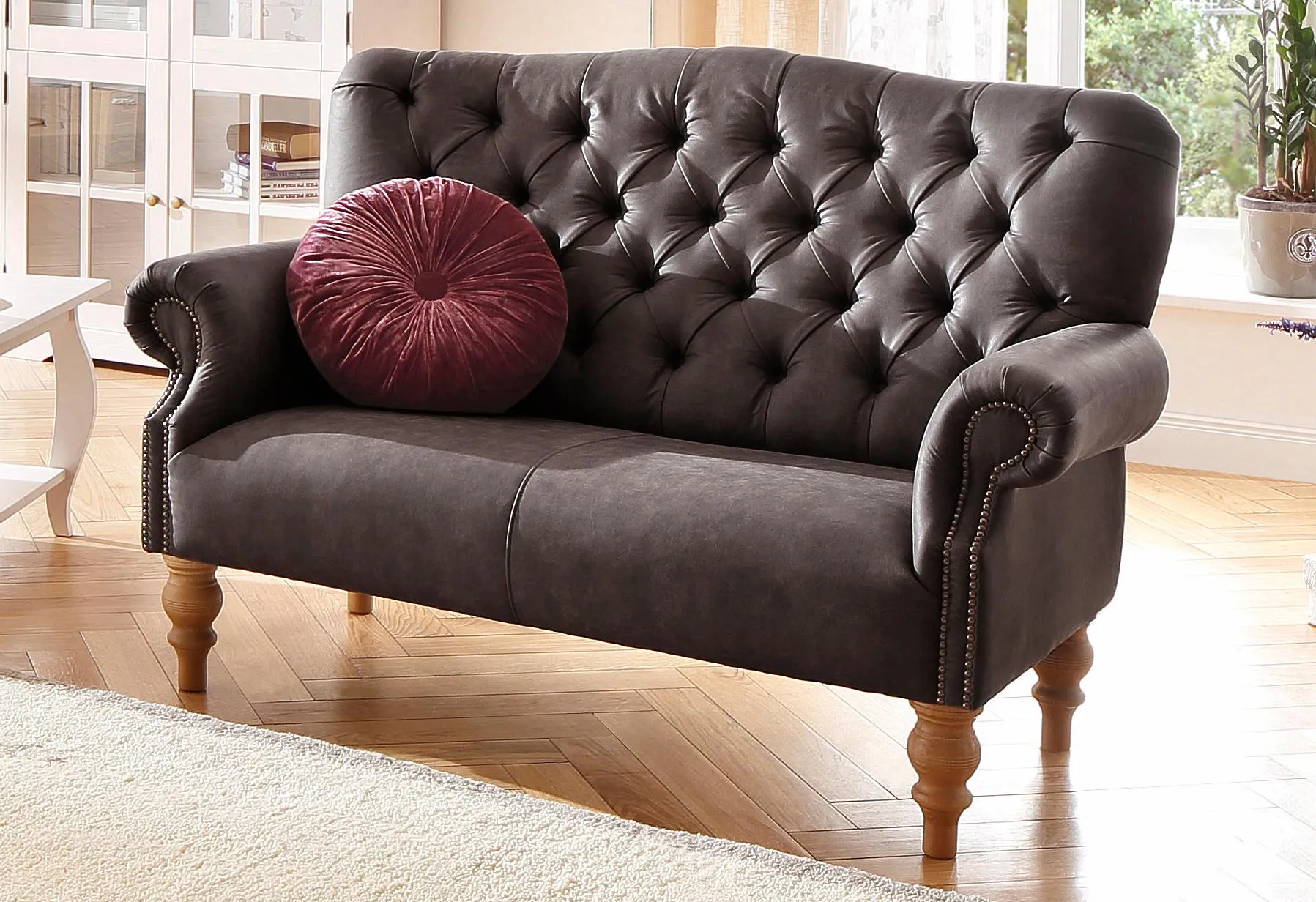 Home affaire Chesterfield-Sofa »Lord«, mit echter Chesterfield-Knopfheftung und Ziernägeln Home affaire braun