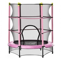 Homcom Trampolin für Kinder Ø140 cm Fitness-Trampolin mit Sicherheitsnetz Randabdeckung Gummiseil gepolstert Indoor Outdoor Springen Gartentrampolin Stahl Rosa bis 45 kg