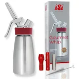 iSi Sahnespender 250 ml, Gourmet Whip Plus, 0.25 Liter, aus hochwertigem Edelstahl, Betrieb mit iSi Sahnekapseln, für Sahne, warme und kalte Saucen, Suppen, Espumas und Desserts