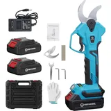 VERYMODEL Akku Astschere 40MM, 2X4000mAh Elektrische Gartenschere mit Akku, Bürstenloser Motor, LCD Display Bildschirm, Elektrische Schere für Garten, Äste und Obstgärten