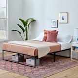 Linenspa Moderner Bettrahmen – Metallbett mit Lattenrost aus Stahl – 30 cm Stauraum unter Bestgestell – Schnelle Montage – Bett 90x190 cm