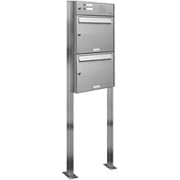 AL Briefkastensysteme 2er Edelstahl Standbriefkasten inkl. Zeitungsfach