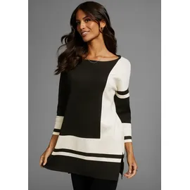 LAURA SCOTT Longpullover mit geometrischem Jacquardmuster schwarz 40