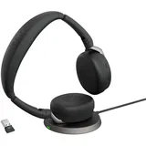 JABRA Evolve2 65 Flex UC Stereo USB Headset schwarz USB-A Wireless-Charging-Pad