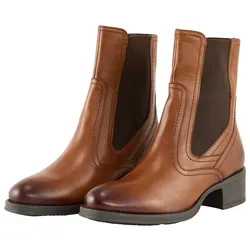 TOM TAILOR Damen Stiefeletten aus Leder, braun, Uni, Gr. 37