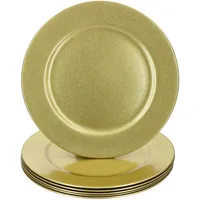 Mambocat 6x Platzteller Gold Glitzer Ø33cm Dekoteller leicht Kunststoff