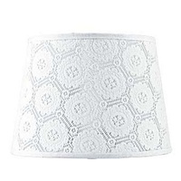 Licht-Erlebnisse Lampenschirm Weiß Spitze Textil für E14 Tischlampe