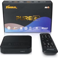 Xsarius, Made to Enjoy Pure 2+ 4K Android 11 TV Box mit Smart TV Funktion, Dualband WiFi WLAN, LIVETV App, VOD, HDR10, 2GB & 16GB, USB 2.0 & 3.0, YouTube, Micro SD-Kartenplatz + HM-SAT HDMI Kabel
