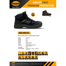 Dockers Sicherheitsschuh Dockers Giga High S3 schwarz Größe - Schwarz