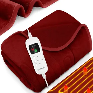 Kesser KESSER® Heizdecke aus Plüsch TÜV SÜD GS geprüft elektrische Wärmedecke mit Timer Abschaltautomatik Kuscheldecke 9 Temperaturstufen waschbar bis 40°C Digitalanzeige