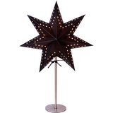 STAR TRADING Tischlampe Weihnachtsstern Bobo von Star Trading, 3D Papierstern Weihnachten in Schwarz mit Metall-Fuß, Dekostern Tischleuchte mit Kabelschalter, E14, Höhe: 51cm