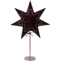 STAR TRADING Tischlampe Weihnachtsstern Bobo von Star Trading, 3D Papierstern Weihnachten in Schwarz mit Metall-Fuß, Dekostern Tischleuchte mit Kabelschalter, E14, Höhe: 51cm