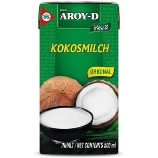 AROY-D Kokosmilch (Fettgehalt ca. 19% - Ideal zum Kochen, Backen, für Desserts und Cocktails), 500 ml
