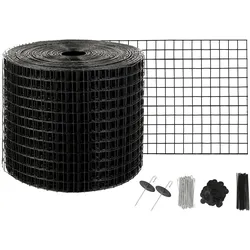 VEVOR Vogelschutz für Solarmodule, 15,2 cm x 15,2 m, Taubenabwehr Solaranlagengitter mit 50 Edelstahl-Verschlüssen, Solarmodul-Schutz mit rostfreier PVC-Beschichtung, 1,27 cm Drahtrollengeflecht