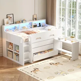 stilvora Hochbett 90 x 200 cm MDF weiß