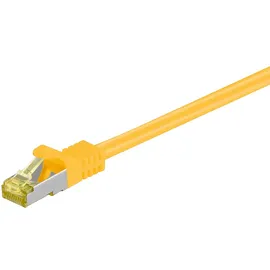 goobay RJ45 Patchkabel CAT 6A S/FTP (PiMF), 500 MHz mit CAT 7 Rohkabel, gelb 0.5 m