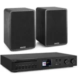 Fenton HiFi Stereoanlage 200 W - CD-Player, Bluetooth & Spotify Connect, DAB+/FM & Internetradio, USB, AUX, Toslink Anschluss, 2× 6,5" Regallautsprecher, Fernbedienung, 2,8" TFT Display, HiFi-Sound