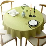 Schwere Runde Tischtuch, Dekorative Einfarbige Tischdecke, Baumwolle Leinen Tischdecke für Küche Esszimmer Haus Tischdekoration, Senfgelb, Rund - 160 cm