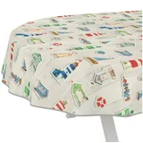 ANRO Tischdecke abwaschbar LANA Daphne-Geometrie (Einzelstück 1-tlg), wasserabweisend Daphne-Geometrie Weiß Oval 240x140cm weiß Oval | 140 cm x 240 cm