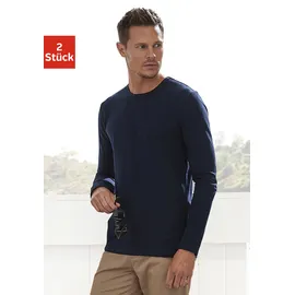 H.I.S. H.I.S Langarmshirts (2 Stück), aus Baumwolle blau M