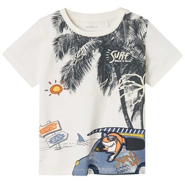 name it - T-Shirt Nmmfamat Surf Up in jet stream, Gr.116,