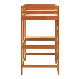 vidaXL Hochbett mit Schreibtisch 90 x 190 cm Kiefer massiv braun