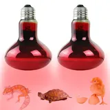 Nzkeuf 2 Stück Rotlichtlampe Wärmelampen für Reptilien Tiere, 100 W 220 V Reptilien Wärmelampe Terrarium, E27, Infrarotlampe Wärmelampe für Pollos, Tortugas, Perros, Lagartos