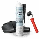 EPDM Kleber Dachfolie – Profi Reparaturset mit Andruckroller & Dachfolien-Flicken – Wasserdichter Kleb- und Dichtstoff für Flachdach, Carport & Gartenhaus