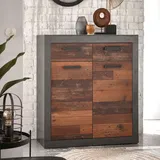 Lomadox Kommode Industrial Design in Matera anthrazit/grau mit Old Mix Dekor, BxHxT ca. 92x104x40 cm