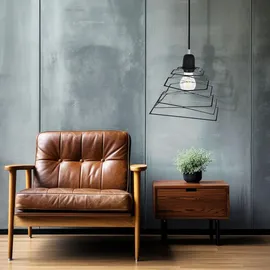 Spot-Light Hängeleuchte Pendelleuchte Pendellampe Esszimmerleuchte, Höhenverstellbar Industriell Metall Schwarz, 1x E27 Fassung, Lxbxh 24x24x120cm