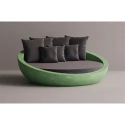 Casa Padrino Luxus Beton Liegeinsel Anthrazit / Grün Ø 180 cm - Garten & Hotel Möbel