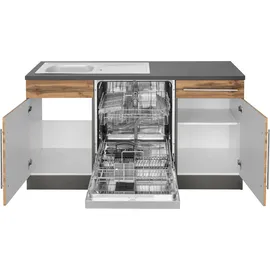 kochstation Winkelküche L-Form 280 cm braun