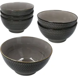Mäser Prospero 6x Salatschale braun Ø16cm 600ml Porzellan Beilagen Schüssel