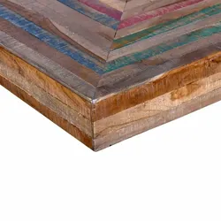 Couchtisch mit V-förmigen Beinen Altholz Teak | vidaXL : Farbe - Verschiedene Farbtöne der Teak-Tischplatte und schwarze Beine