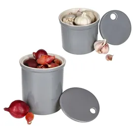 Mambocat Oskar Zwiebeltopf Knoblauchtopf grau 2-teiliges Set