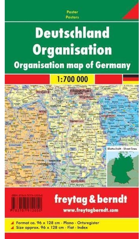 Freytag & Berndt Poster  Ohne Metallstäbe / Freytag & Berndt Poster Deutschland  Organisation  Ohne Metallstäbe. Organisation Map Of Germany  Karte (i