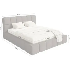 FEDVE Polsterbett Lund aus Bouclé-Stoff 160x200 cm, Braun - Braun